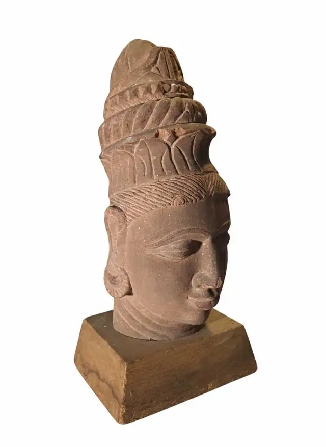 Monumental 14" Hand-Carved Solid Sandstone Deity Sculpture578765035951237123