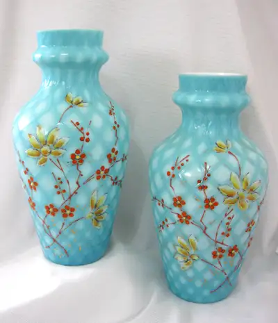 VASES en VERRE de BRISTOL  // ANTIQUE BRISTOL GLASS VASES c.1900, View more