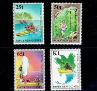 PAPUA NEW GUINEA. Set de 4 timbres neufs "SEA  KAYAKS".