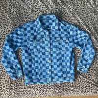 SHEIN (Size S) Blue Denim Checkered Jacket