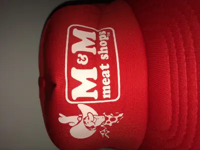 Vintage M&M Meat Shops Hat 100% Polyester Poly Foam Laminated Made in Korea by K- Brand