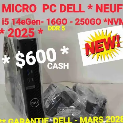 * FLAMBANT NEUF * *GARANTIE DELL- MARS 2028 * * PROCESSEUR i5 14500T vPro * * 16 GO DE MÉMOIRE ( DDR...