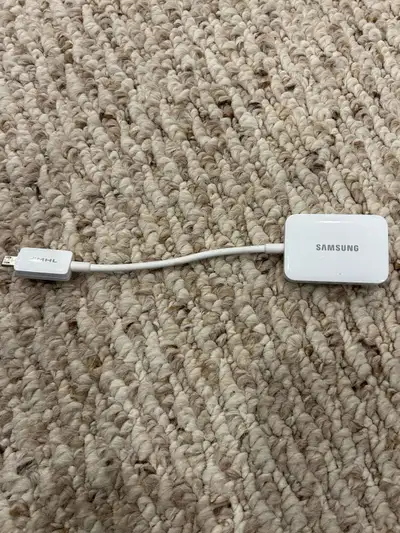 Adapter used to connect Samsung tablet to TV using HDMI cable.