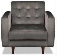 Devlin Velvet Chair- Dark Grey, 2 Chairs @ $621 each
