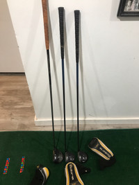 LH cobra driver , 3 and 5 wood golf clubs 