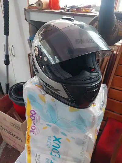 For sale used good condition Shark XL helmet plus clear visor $50 Joe Rocket Lg armored vented jacke...