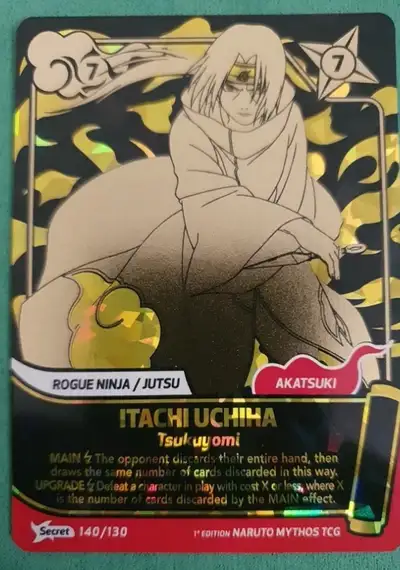 Naruto Mythos TCG - Itachi Uchiha Secret Rare 140/130 1st Edition also have 2 other secret rares if...