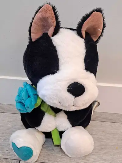 Brand New Animal Dog Plush Holding A Rose, View more