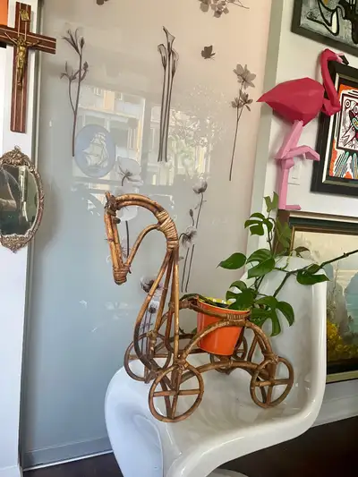 Rattan Horse Planter, View more