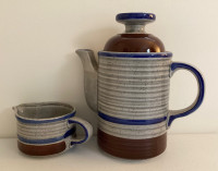 Ceramic Pottery Coffee Tea Pot with Creamer Made in Japan