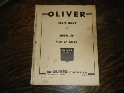 Oliver 50 Pick up Baler Parts Book Manual June 1954 shipping available at your cost any questions pl...