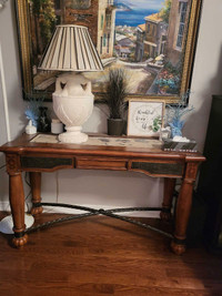 ORNATE DETAIL Wood Entrance table or sofa table  lovely details