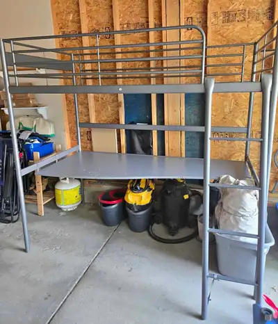 Twin Sz loft bed frame with desk Candropoff$, View more