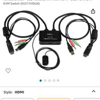 StarTech.com 2 Port USB HDMI Cable KVM Switch with Audio and Rem