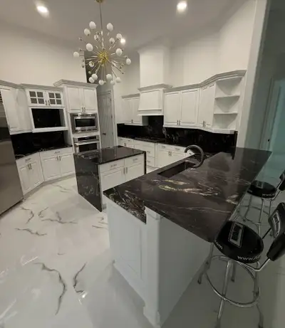 Quartz and granite kitchen countertops, View more