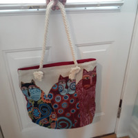 Tote bag with cats motif