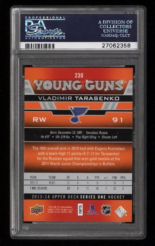 VLADIMIR TARASENKO - Young Gun ROOKIE-UNGRADED+BGS9,9.5,PSA 9,10 in Arts & Collectibles in City of Halifax - Image 4