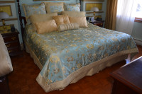 Bed Comforter with Skirt & Decorative Pillows - King Size