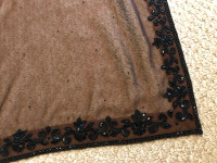 Brown saree/sari with black work on it