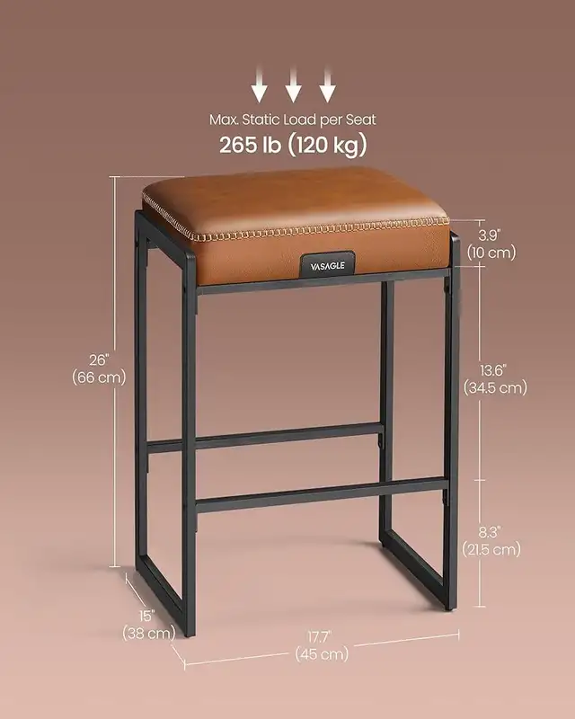 Kitchen Counter Stool, Synthetic Leather with Stitching, Mid-Cen in Chairs & Recliners in Markham / York Region - Image 5