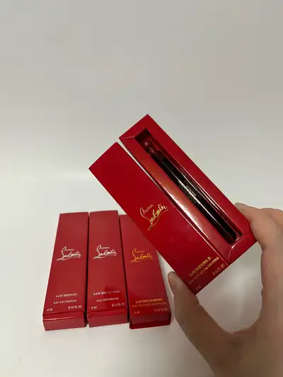 $25 each. This Christian Louboutin perfume set includes four 4ml bottles of Eau de Parfum Intense. T...