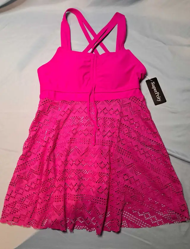 NEW Magenta Pink Lace 2pc Tankini Swimsuit w/Boy Shorts in Women's - Other in Edmonton - Image 8