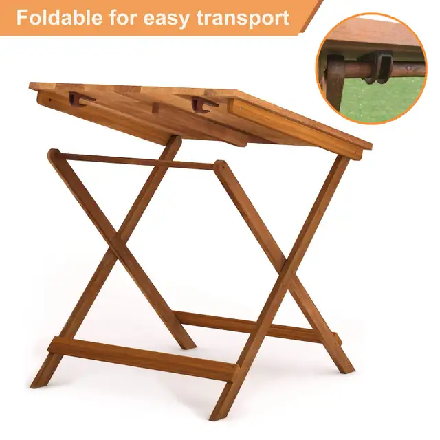 New Sydney Wood Folding Patio Table- (Golden & Espresso) in Other Tables in City of Toronto - Image 8