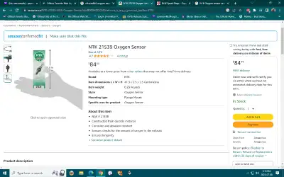 SELLING THIS UNUSED NTK OXYGEN SENSER PART NUMBER 21539 FOR LATE MODEL BUICK OR CADILLAC FOR $50 I D...
