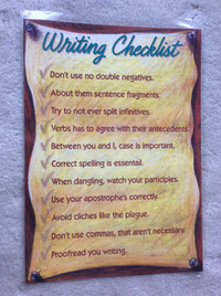 13½" x 19" Argus Brand Writing Checklist Educational Poster