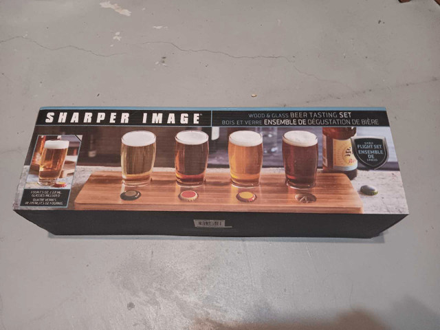 Wood & Glass Beer Tasting Set (New) from Sharper Image in Kitchen & Dining Wares in Calgary