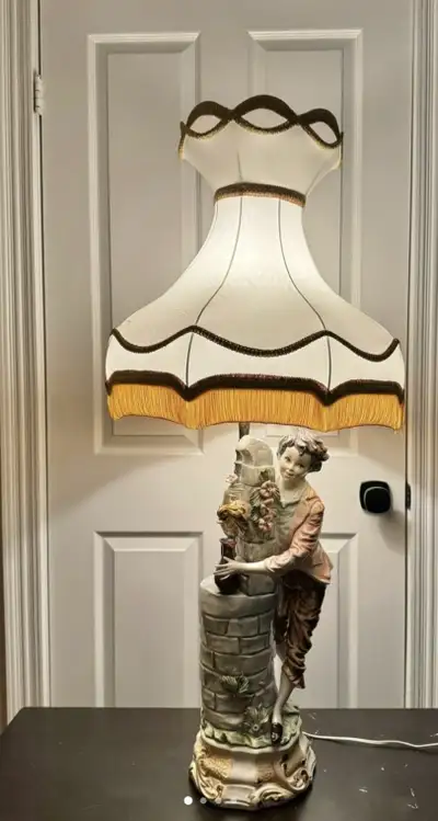 “Vintage Italian Porcelain Figural Lamp” $75, View more