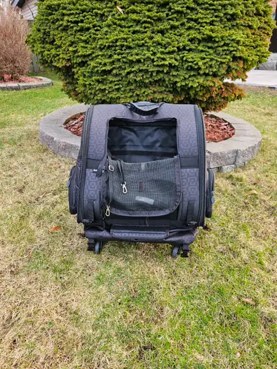 Dog car carrier, accepts seatbelts, good condition (only zipper broken). $30