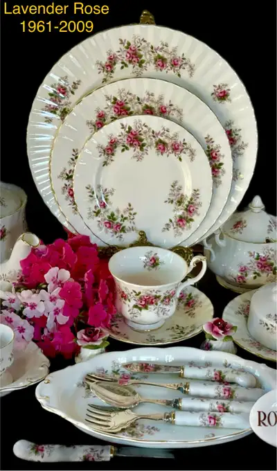 Lavender Rose  pattern by Royal Albert dinner place setting, View more