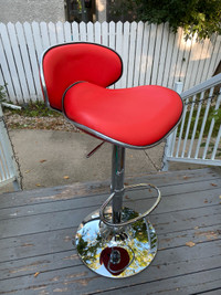 Red, Swivel, height adjustable bar stool