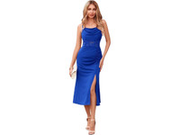 Women’s Cami Front Lace See Through Panel Pencil Midi Dress