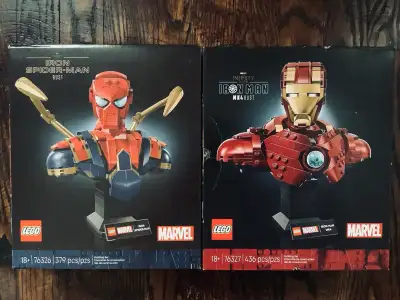 LEGO Marvel Iron Spiderman and Iron Man Bust Sets, View more