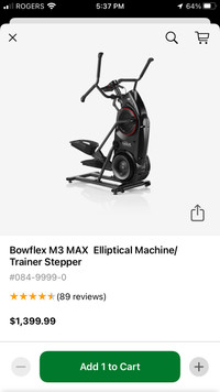 Bow flex M3 Max Elliptical Machine Trainer $900