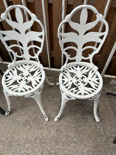 Metal Bistro patio table and metal Chairs, View more