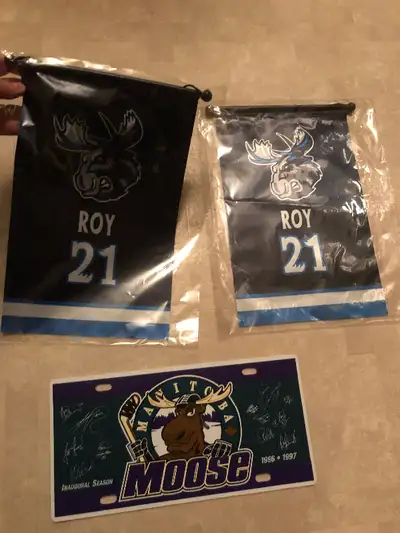 Plastic Moose License Plate and 2 Roy 21 Banners $5, View more