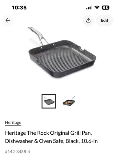 I'm selling a Heritage The Rock Original Grill Pan, black and 10.6-inches. This pan is in used condi...