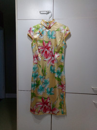 Yellow Floral Chinese QiPao Dress