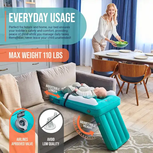 NEW Airplane Bed for Baby; Inflatable, w/ Pump, Belt, Repair Kit in Cribs in Mississauga / Peel Region - Image 4