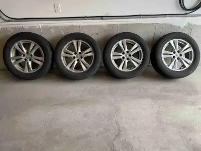 a set of 4 rims(very good condition) with tires(pretty much worn out) Tire size 235 60 R18