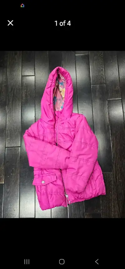 Girls pink winter jacket, View more