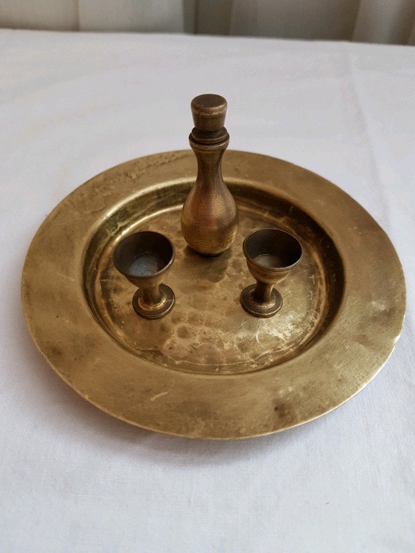 Mini Dollhouse Brass Wine Bottle Decanter set Arts & Collectibles