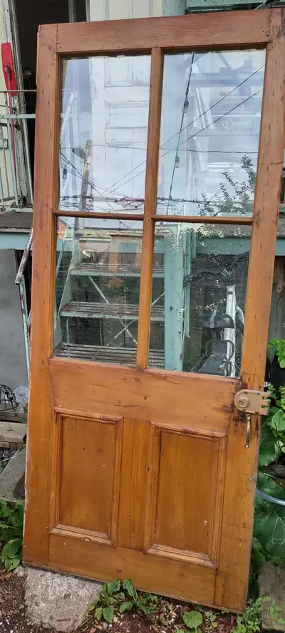 Porte de balcon en bois 78" x 34" Wood balcony door, View more