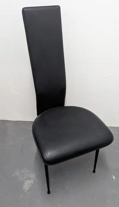 Pair S44 Fasem Leather Chairs Italian black color High Rest aNEW, View more