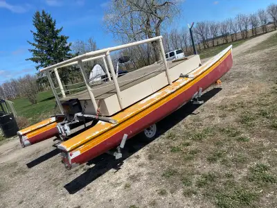 Opportunity to own a very unique pontoon boat. Ready to hit the water. Comes with trailer. Has motor...