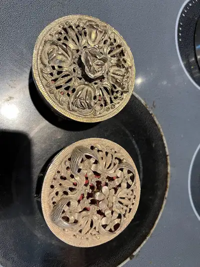 Three small jewelry boxes. The first two are metal, I believe the lids are pewter - very heavy, and...
