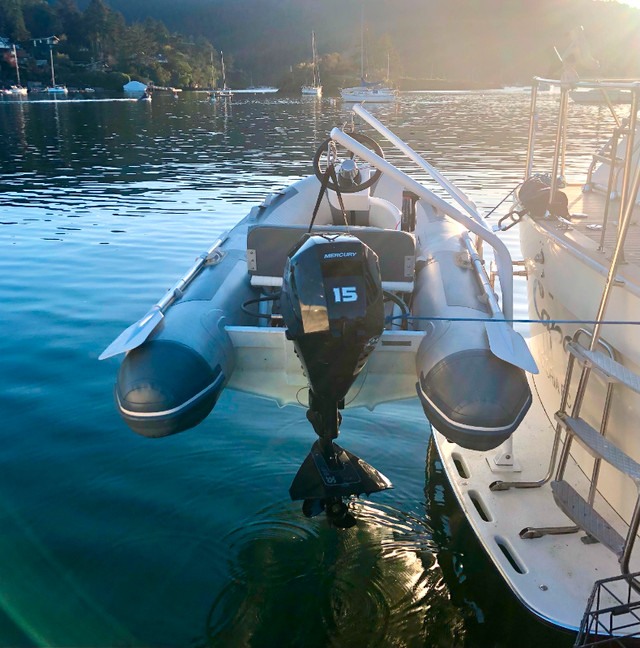 9’ Aluminum Hull Rib/15 Hp Mercury Outboard in Powerboats & Motorboats in Victoria - Image 3
